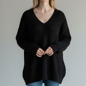 Noisy May Black Knit Drop Shoulder Sweater